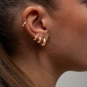 New! Anthropologie Petite Moments Gold Hoop Earrings Set (2012) NWOT
